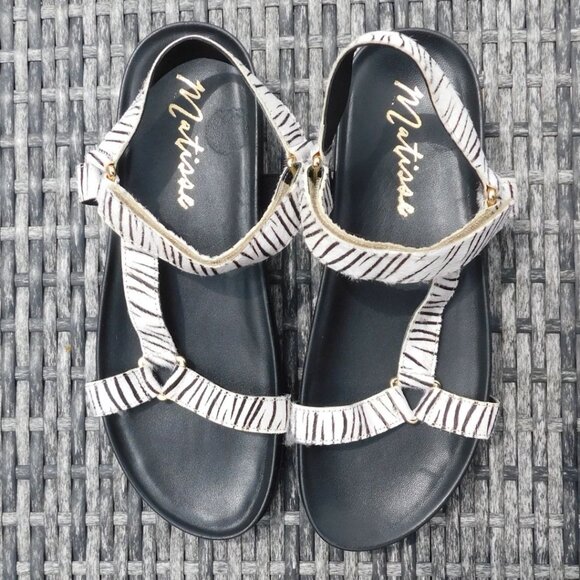 Matisse Shoes - Matisse Black and White Striped Sandals